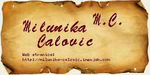 Milunika Ćalović vizit kartica